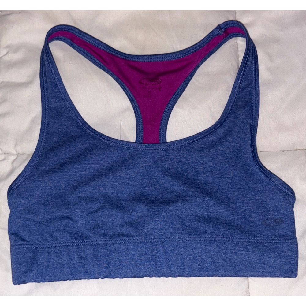 C9 by Champion Denim/Heather Blue & Purple Low Impact Sports Bra, Small